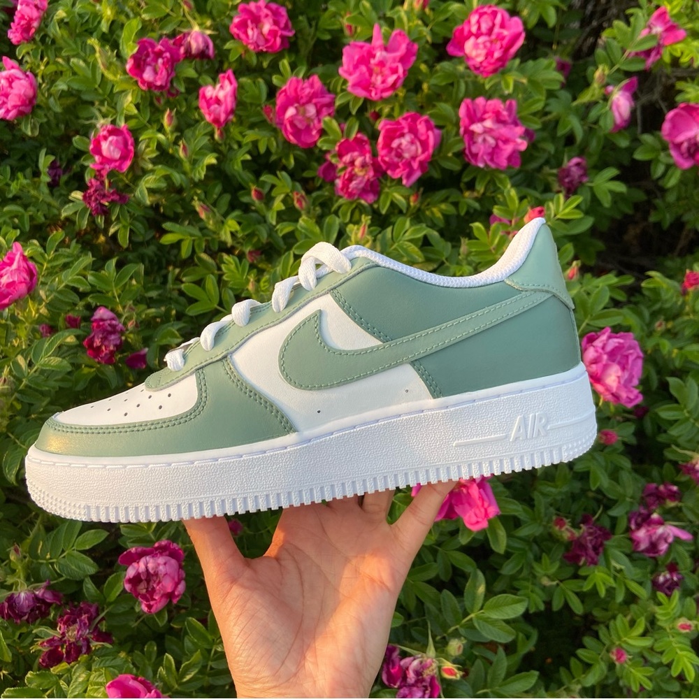 Nike Air Force 1 Low - Sage Green Custom Painted shoes